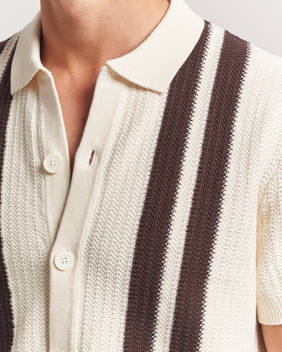 Heren | Overhemden | NN07 | Ares Knitted Short Sleeve Shirt Ivory