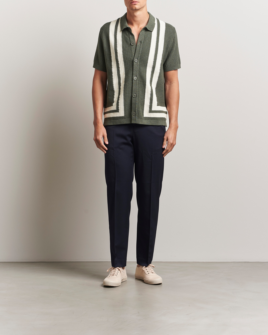 Homme | Chemises | NN07 | Ares Knitted Short Sleeve Shirt Croc Green