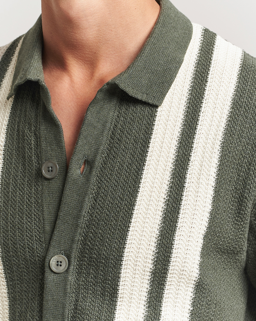 Homme | Chemises | NN07 | Ares Knitted Short Sleeve Shirt Croc Green
