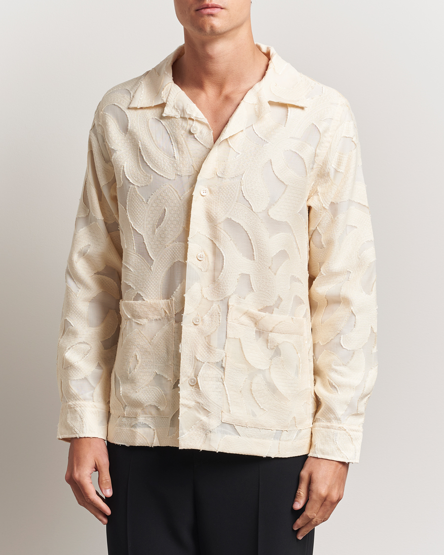 Homme | Chemises | NN07 | Hank Fil-Coupé Jacquard Overshirt Off White