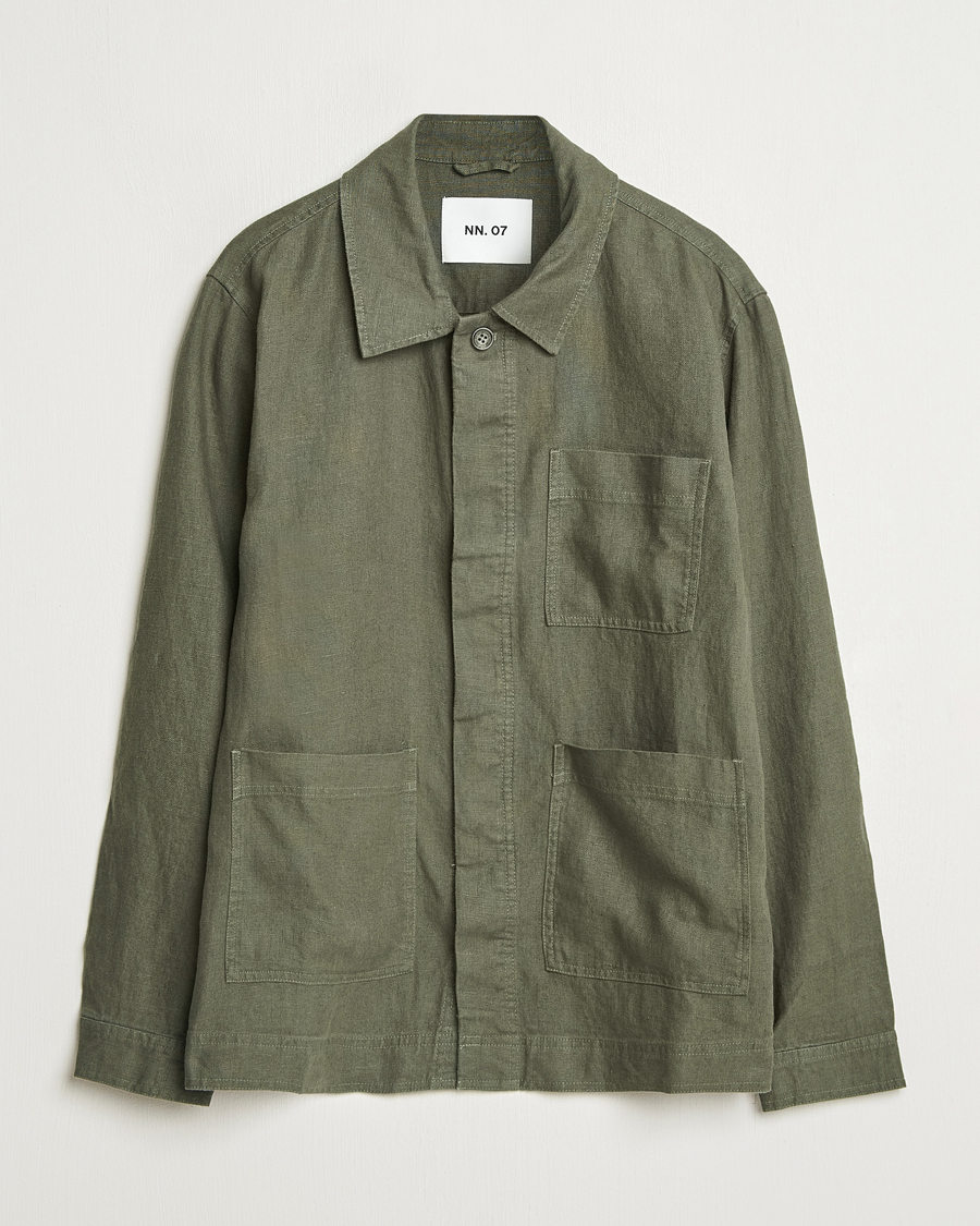 Heren | Overhemden | NN07 | Olav Linen Overshirt Croc Green