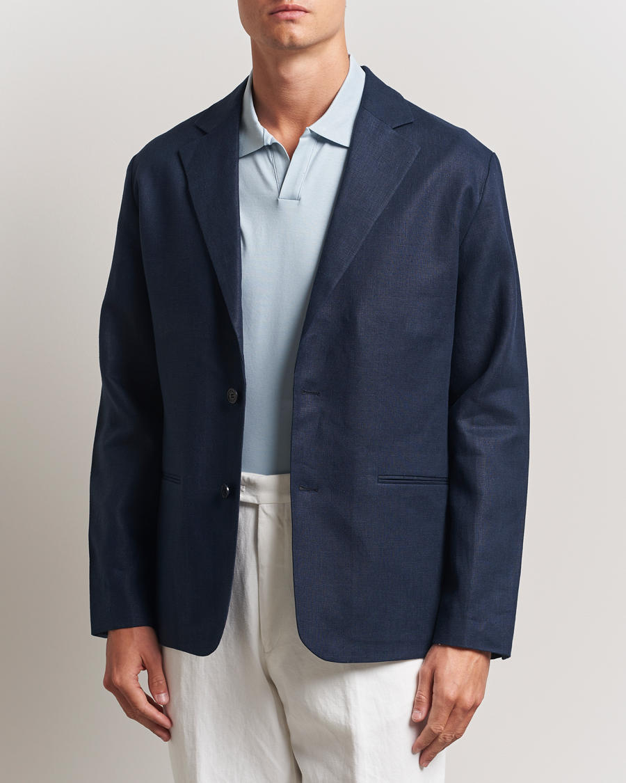 Homme | Blazers | NN07 | Timo Linen Blazer Navy Blue
