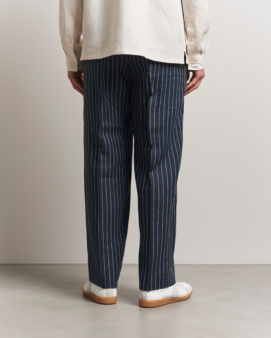 Heren | Broeken | NN07 | Kay Linen Pinstriped Trousers Navy Blue