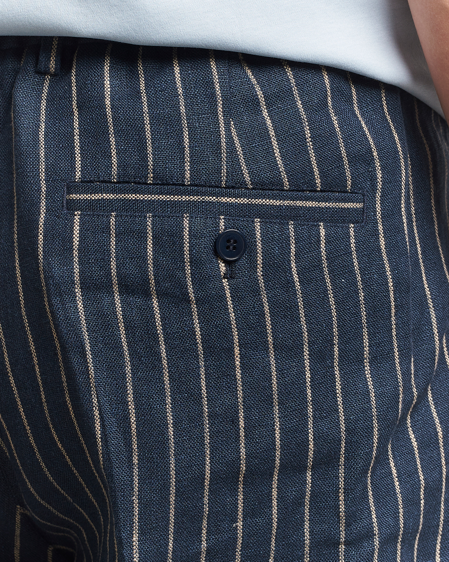 Heren | Broeken | NN07 | Kay Linen Pinstriped Trousers Navy Blue