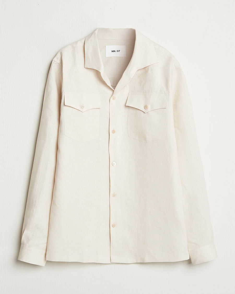 Homme | Chemises | NN07 | Pax Linen Western Shirt Ivory
