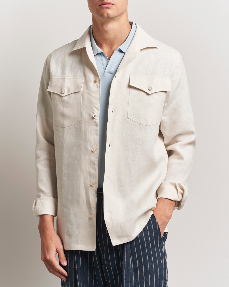Homme | Chemises | NN07 | Pax Linen Western Shirt Ivory