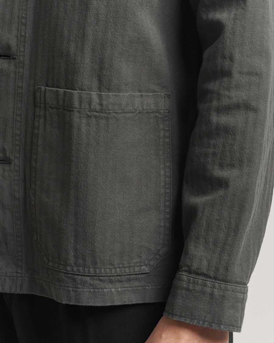 Heren | Jassen | A Day's March | Herringbone Overshirt Olive