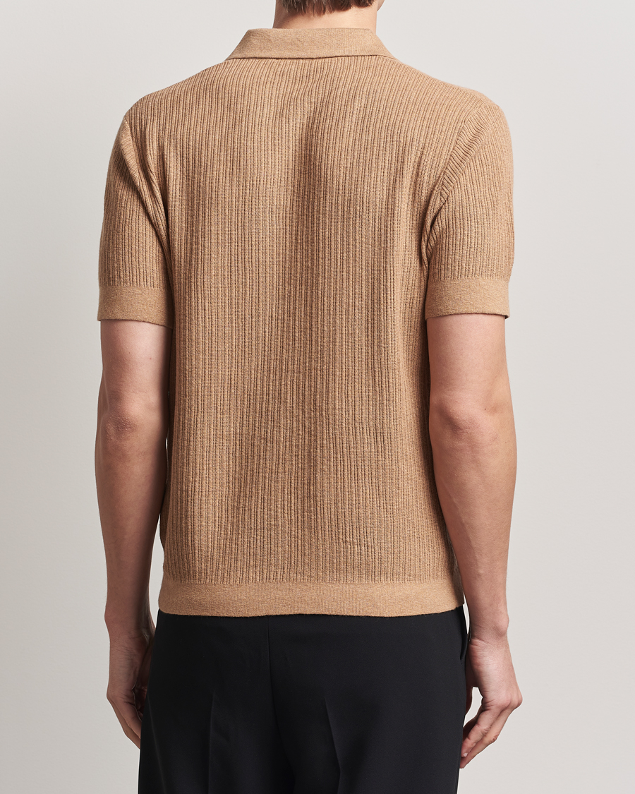 Heren | Truien | A Day's March | Aspen Structure Short Sleeve Polo Camel