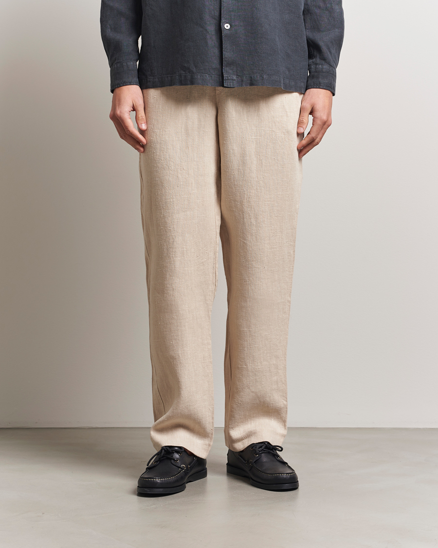 Homme | Pantalons | A Day's March | Tamiat Drawstring Linen Trousers Oyster