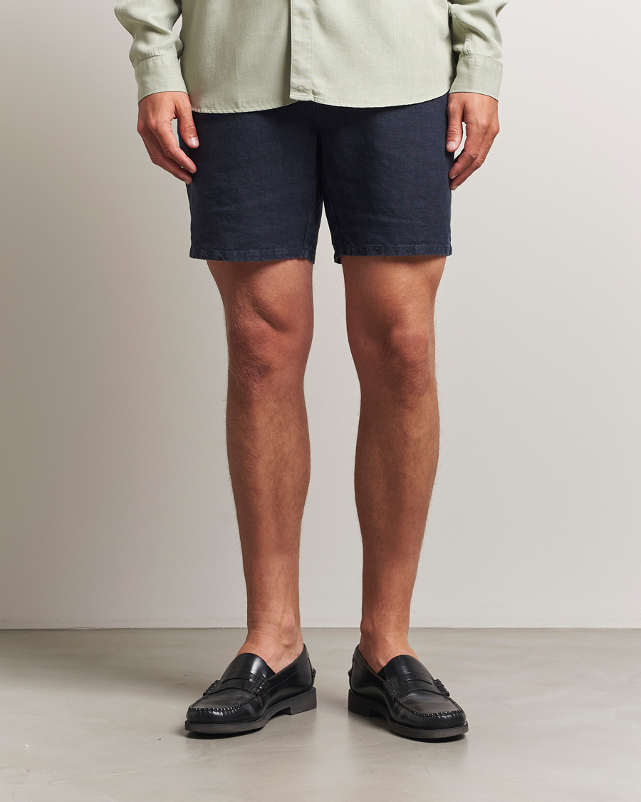 Homme | Shorts | A Day's March | Ipu Linen Drawstring Shorts Navy