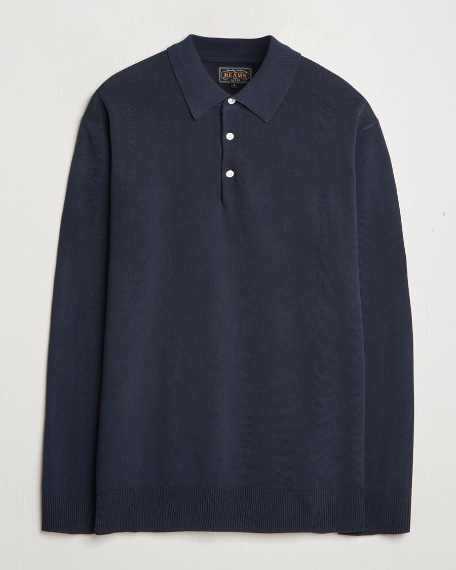 Heren | Truien | BEAMS PLUS | Long Sleeve 12G Knit Polo Navy