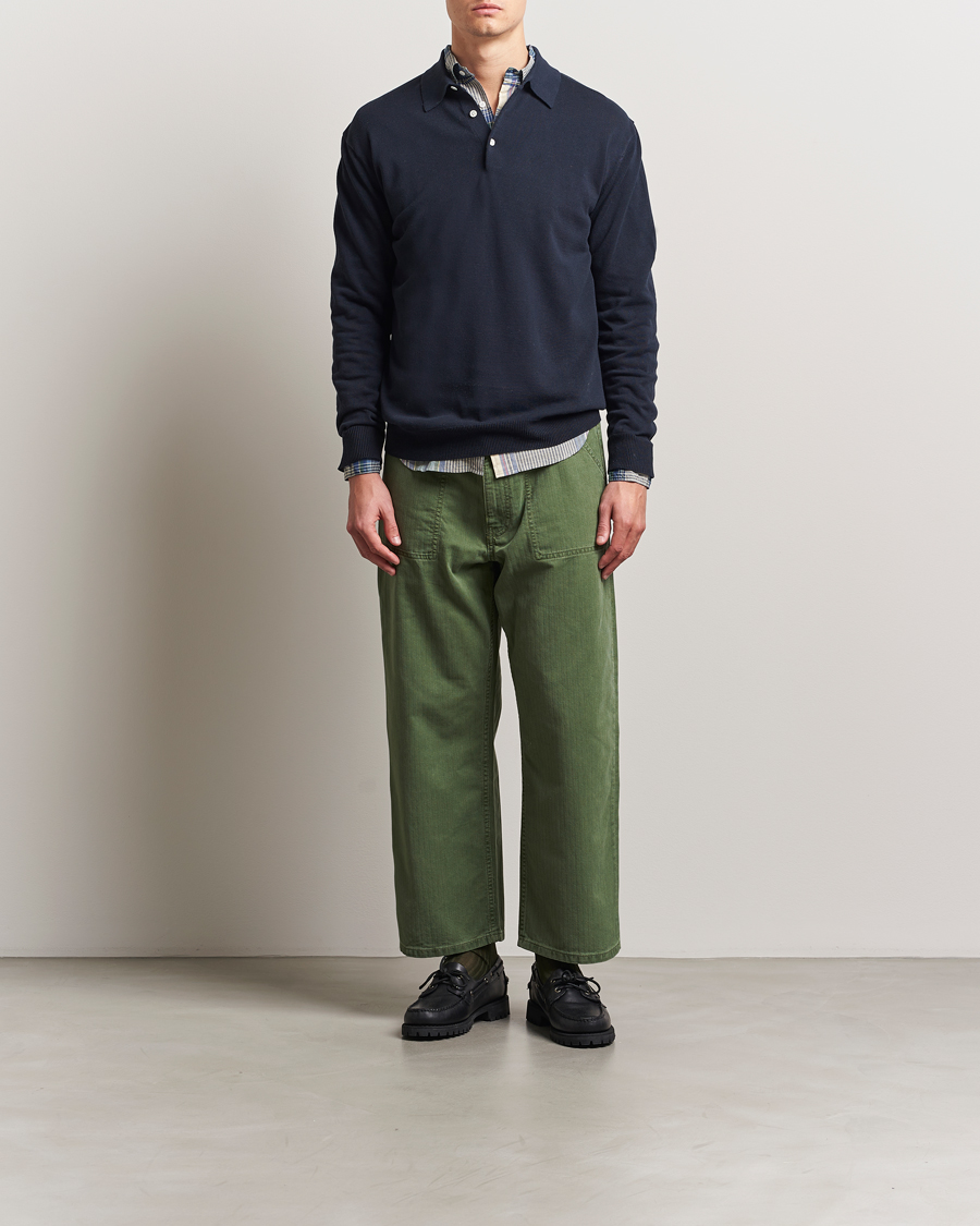 Heren | Truien | BEAMS PLUS | Long Sleeve 12G Knit Polo Navy