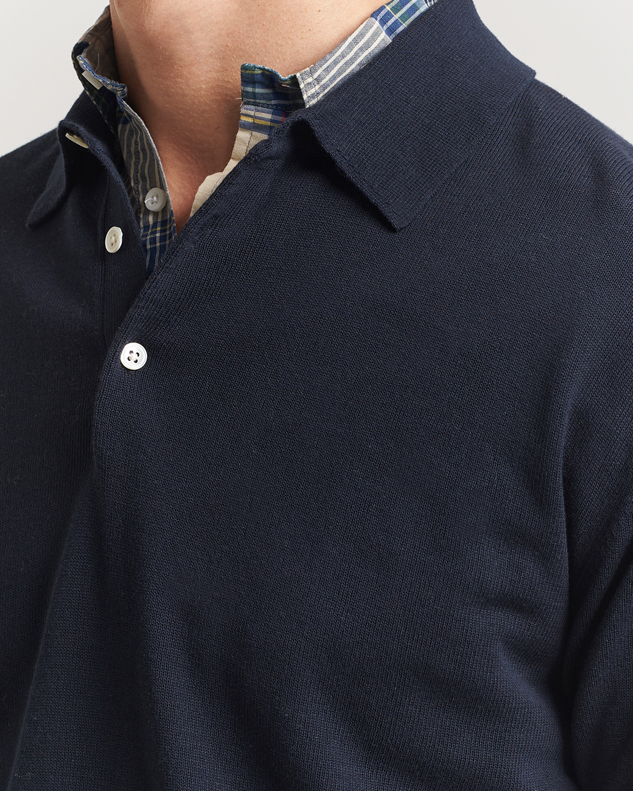 Heren | Truien | BEAMS PLUS | Long Sleeve 12G Knit Polo Navy