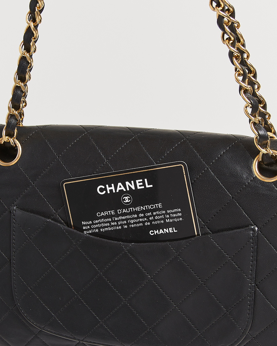 Homme | Chanel Pre-Owned Classic Medium Double Flap Bag Lambskin Black | Chanel Pre-Owned | Classic Medium Double Flap Bag Lambskin Black