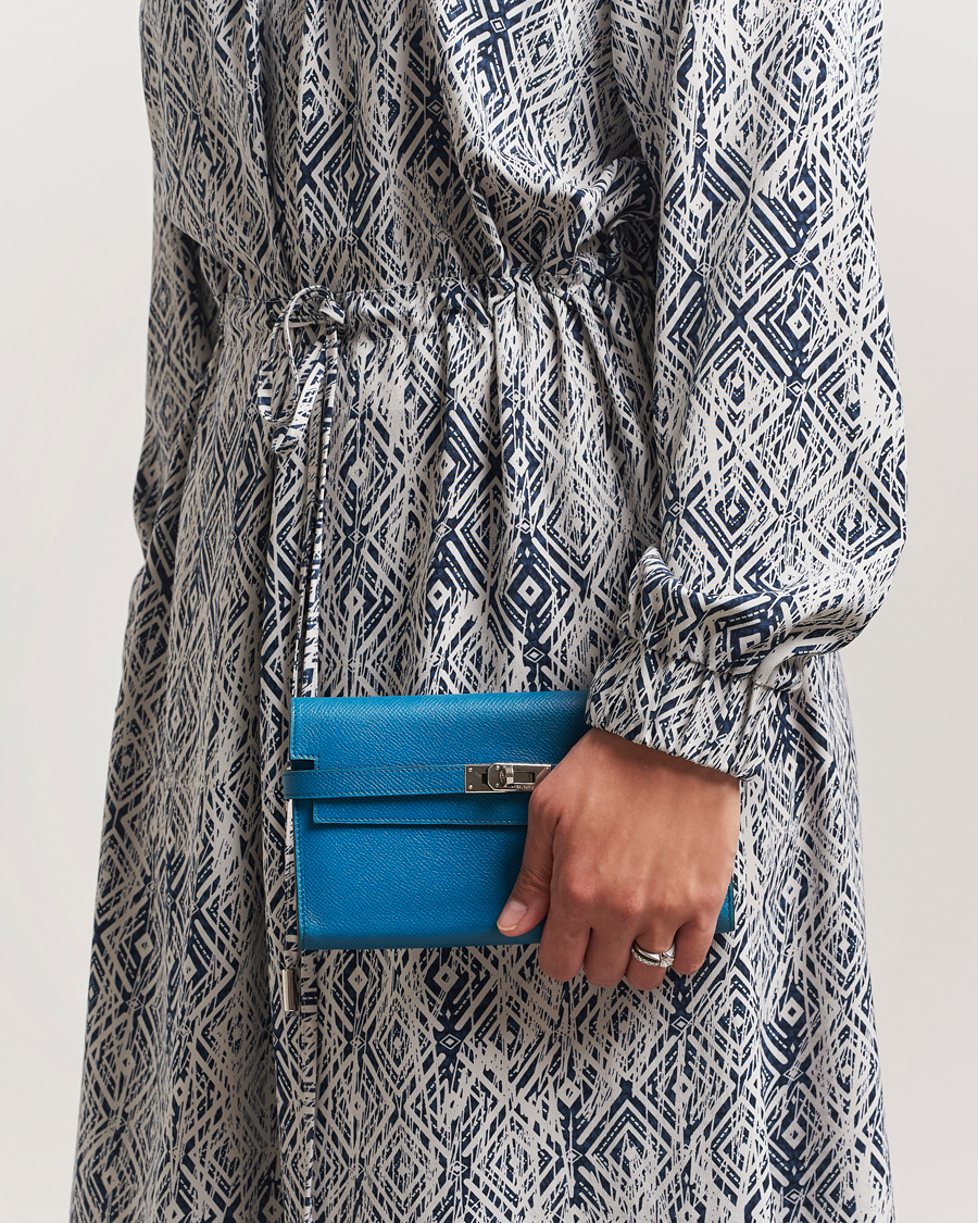 Homme | Gifts for Her | Hermès Pre-Owned | Kelly Wallet Epsom Leather Blue