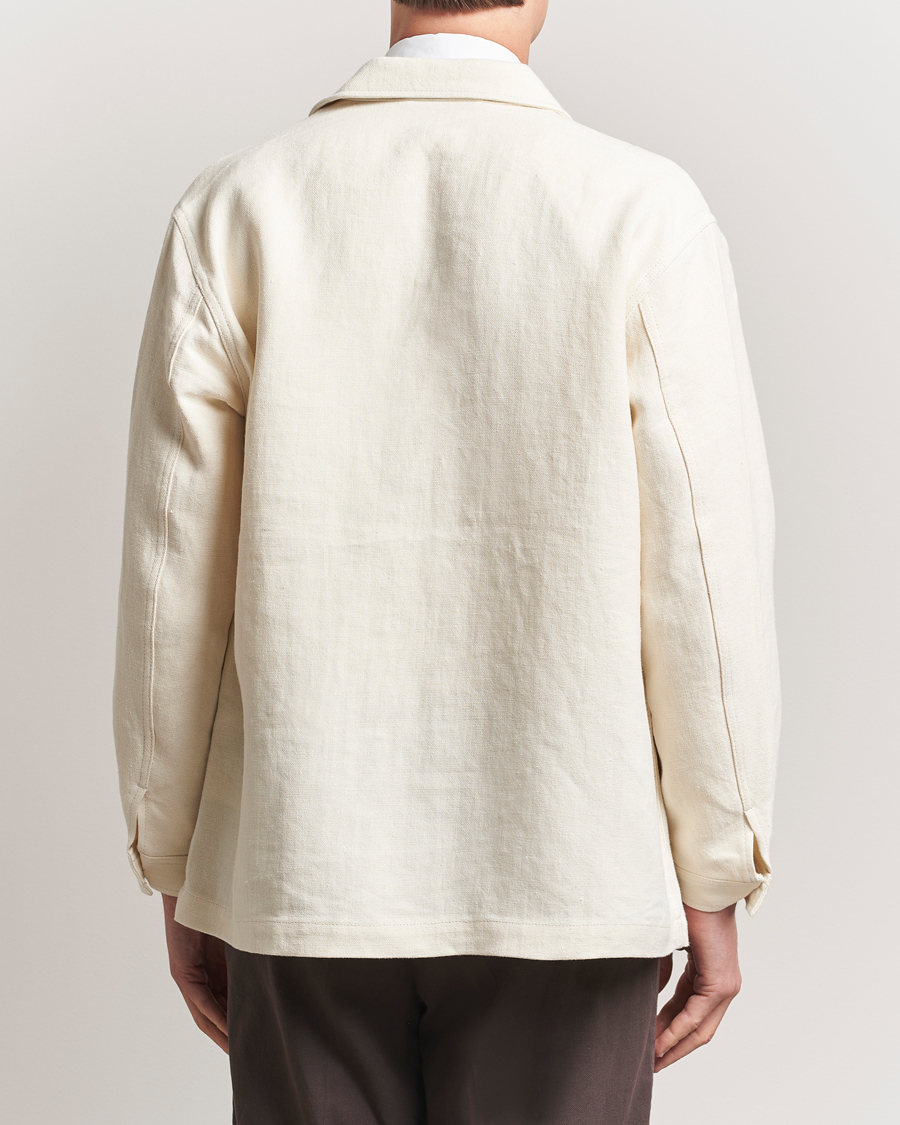 Heren | Jassen | Kamakura Shirts | Linen French Worker Jacket Off White