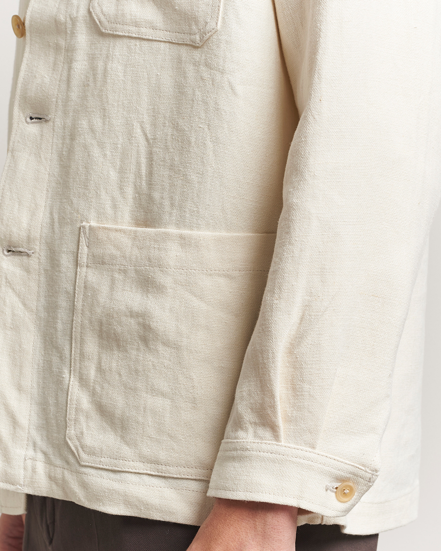Heren | Jassen | Kamakura Shirts | Linen French Worker Jacket Off White
