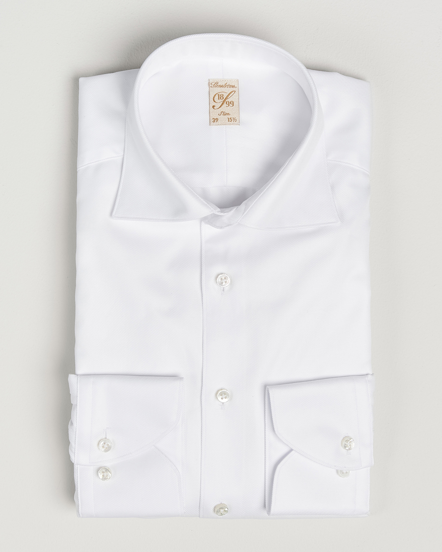 Heren | Overhemden | Stenströms | 1899 Slim Cotton Twill Shirt White