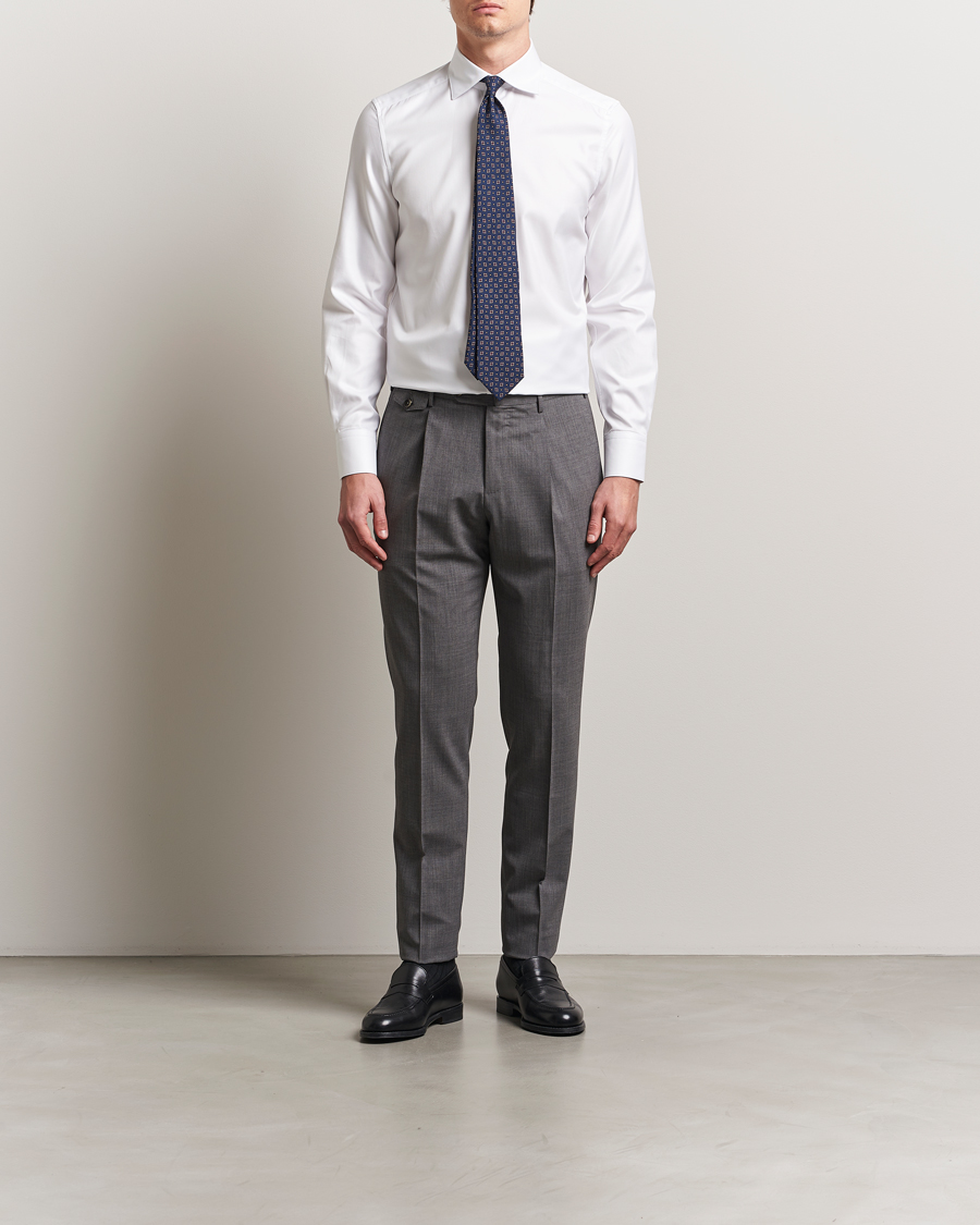 Heren | Overhemden | Stenströms | 1899 Slim Cotton Twill Shirt White