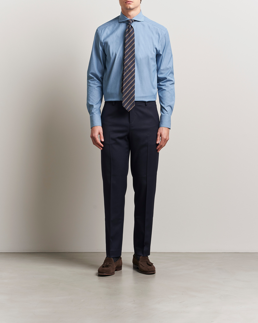 Heren | Overhemden | Stenströms | 1899 Denim Poplin Shirt Indigo