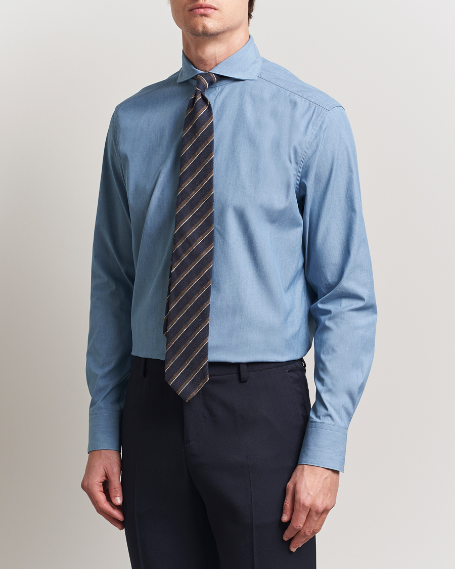 Heren | Overhemden | Stenströms | 1899 Denim Poplin Shirt Indigo