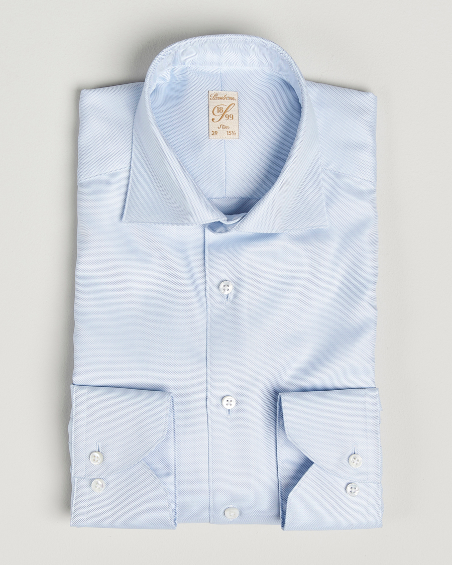 Heren | Overhemden | Stenströms | 1899 Slim Cotton Twill Shirt Light Blue
