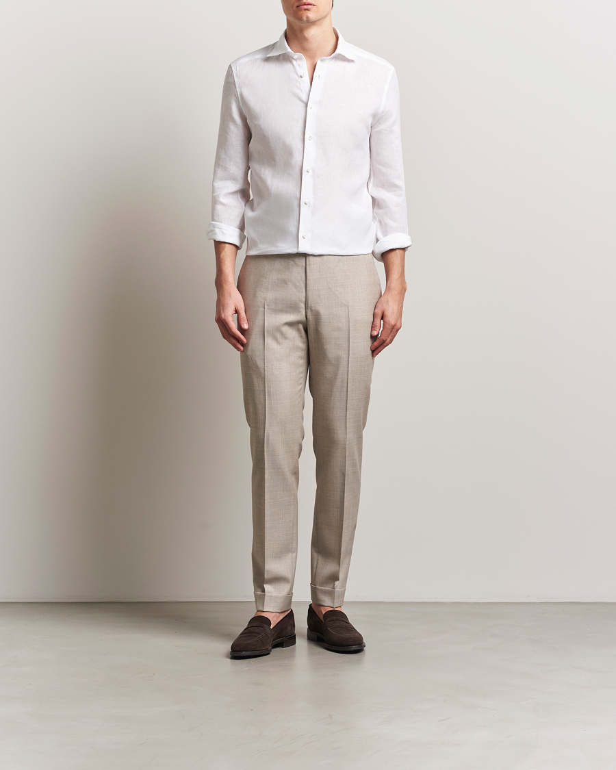 Homme | Chemises | Stenströms | 1899 Slim Linen Shirt White