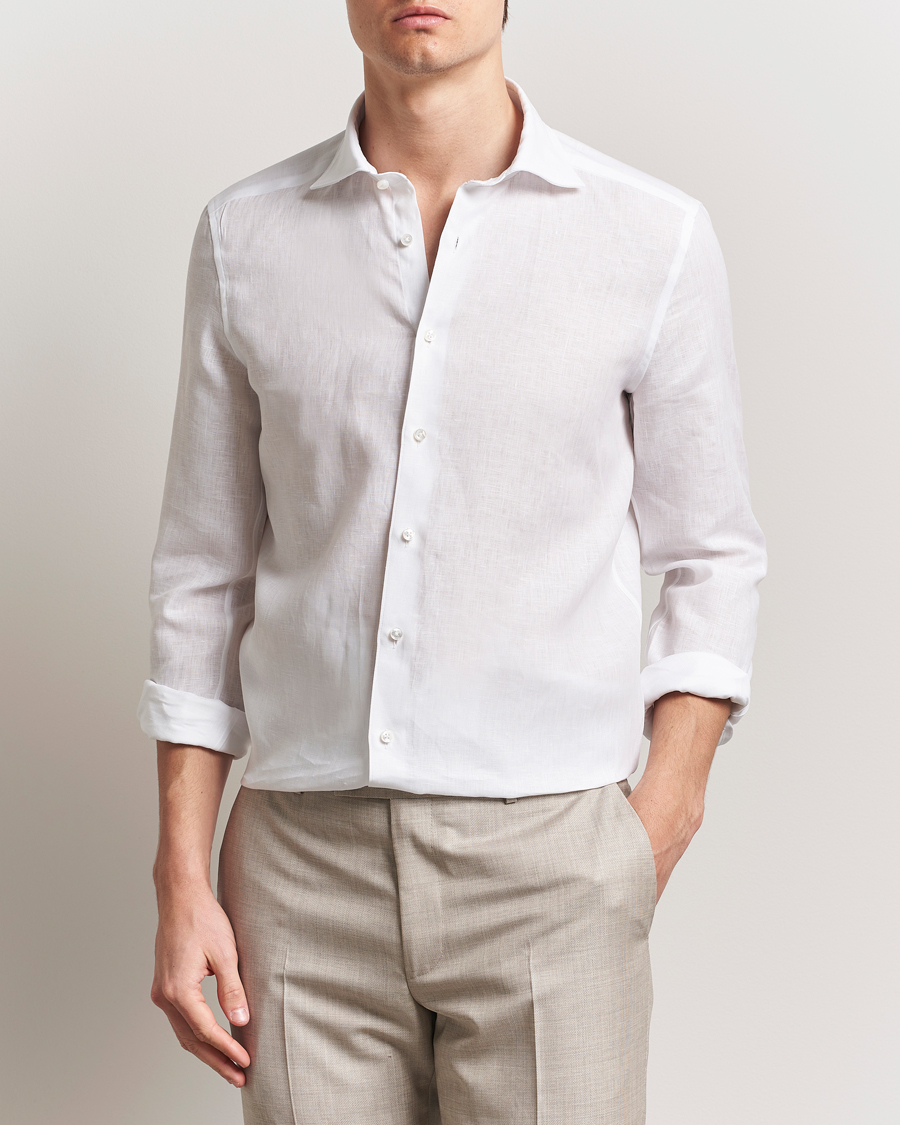 Homme | Chemises | Stenströms | 1899 Slim Linen Shirt White