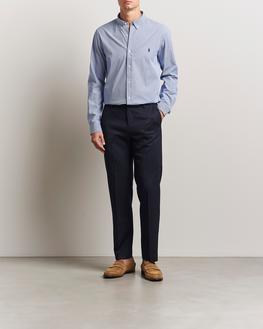 Heren | Overhemden | Polo Ralph Lauren | Slim Fit Poplin Shirt Blue/White Hairline Stripe