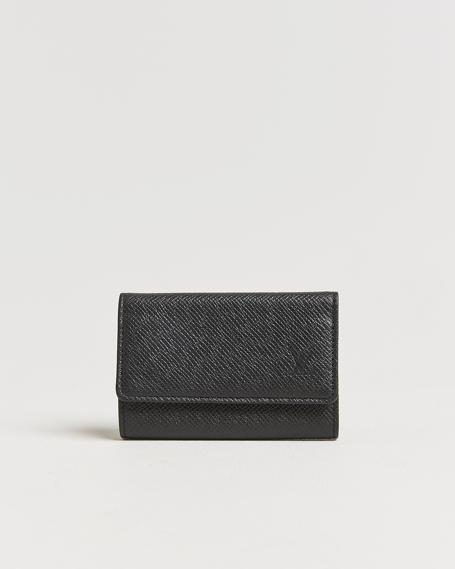 Homme | Louis Vuitton Pre-Owned 6 Key Holder Taiga Black | Louis Vuitton Pre-Owned | 6 Key Holder Taiga Black