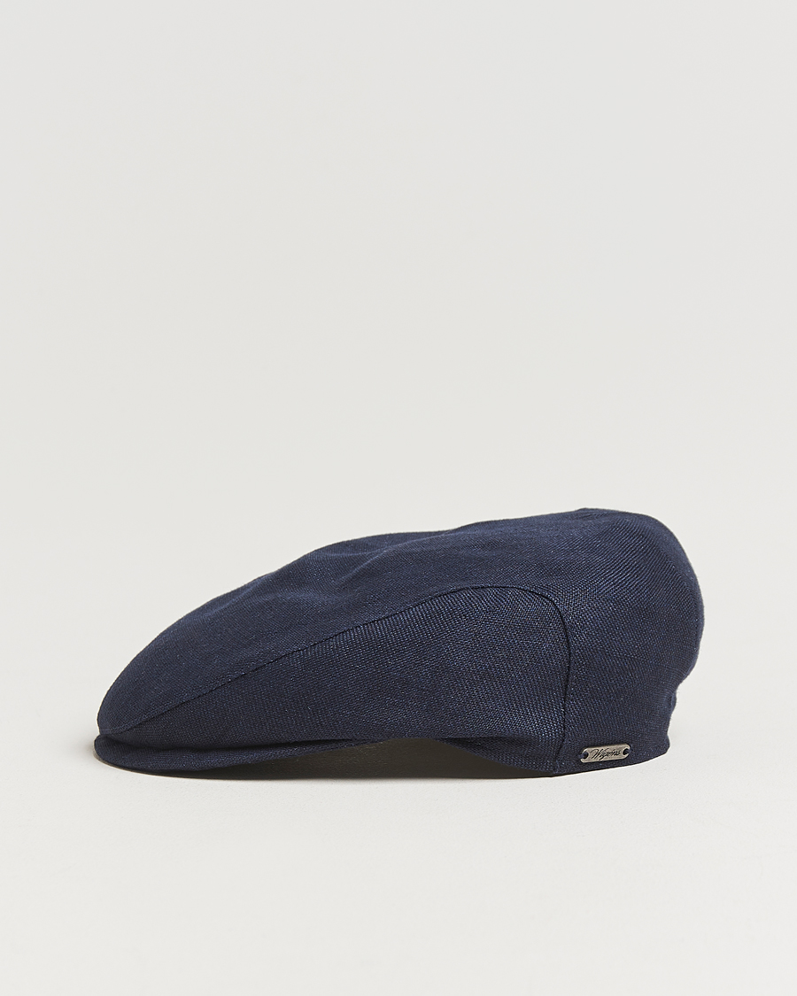 Heren | Hoeden en petten | Wigéns | Ivy Slim Hopsack Linen Cap Navy