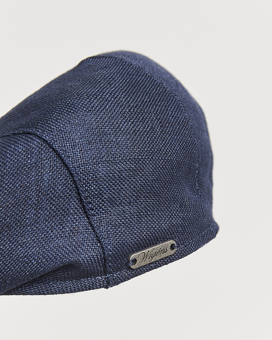 Heren | Hoeden en petten | Wigéns | Ivy Slim Hopsack Linen Cap Navy
