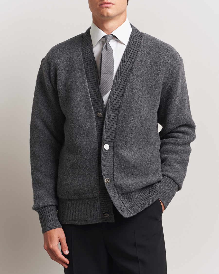 Heren | Truien | Thom Browne | Wool Fleece Cardigan Charcoal