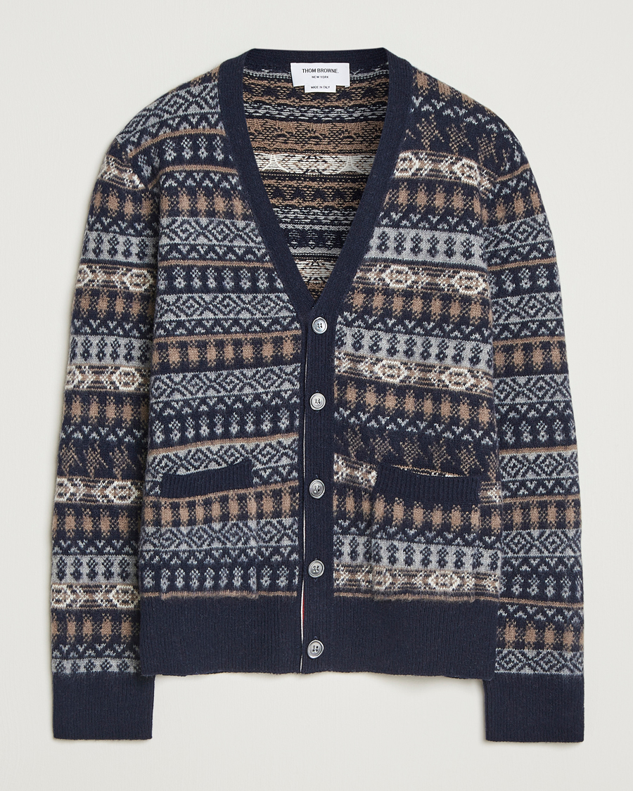 Homme | Pulls Et Tricots | Thom Browne | Fairisle Jacquard Cardigan Navy