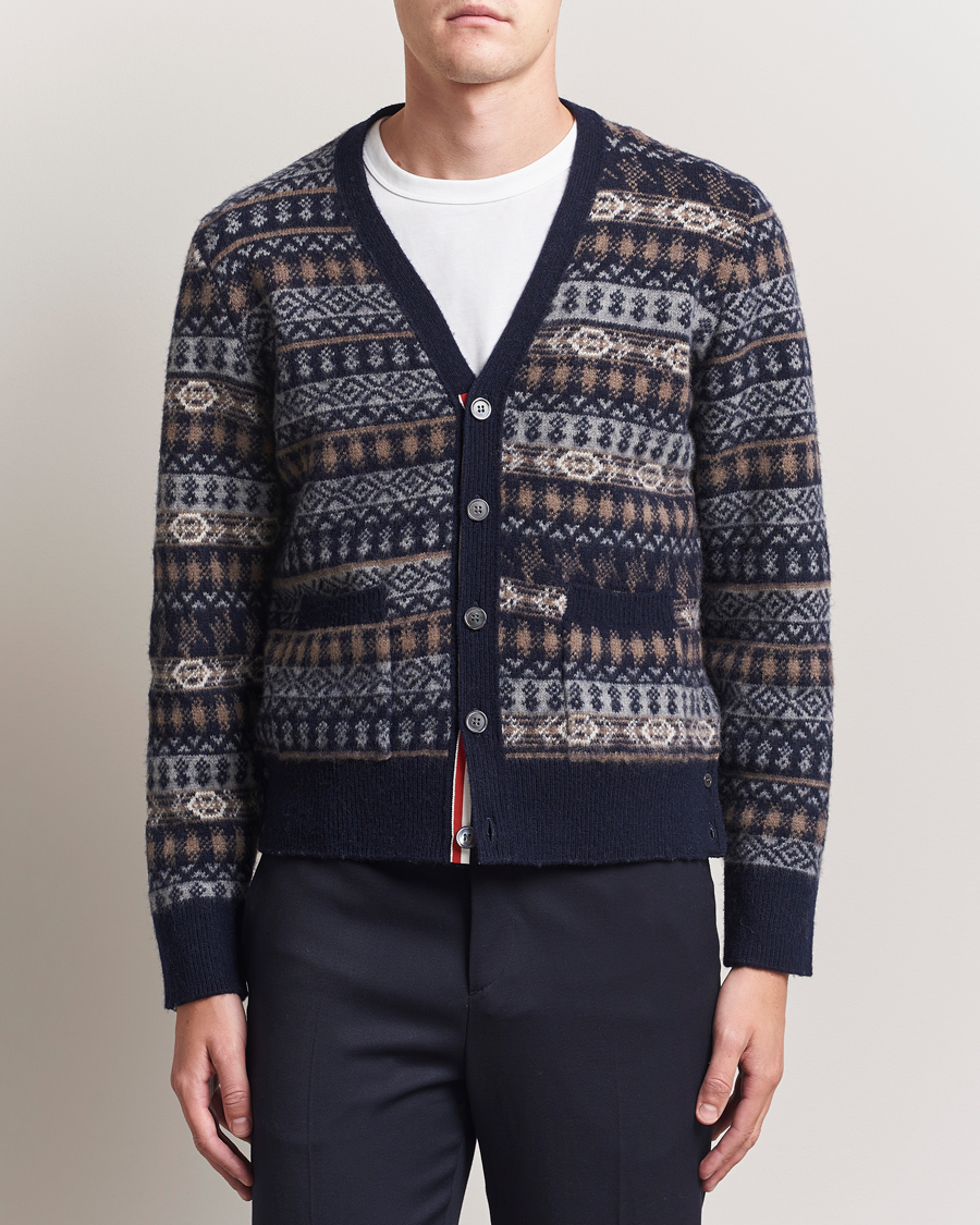 Homme | Pulls Et Tricots | Thom Browne | Fairisle Jacquard Cardigan Navy