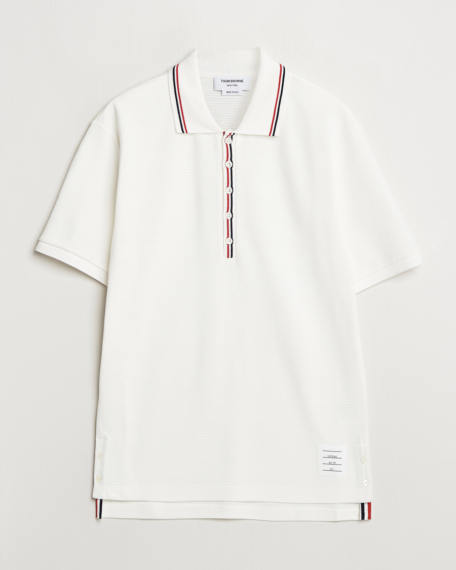 Homme | Polos | Thom Browne | Waffle Cotton Polo Natural White