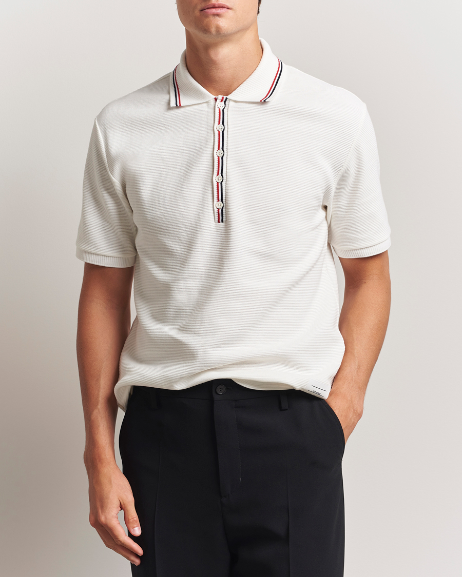 Homme | Polos | Thom Browne | Waffle Cotton Polo Natural White