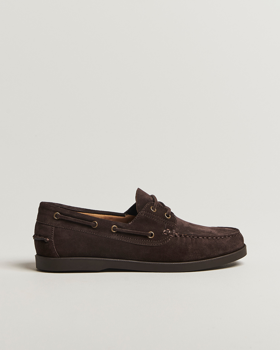 Homme | Chaussures Bateau | Oscar Jacobson | Deck Shoe Suede Chocolate Brown