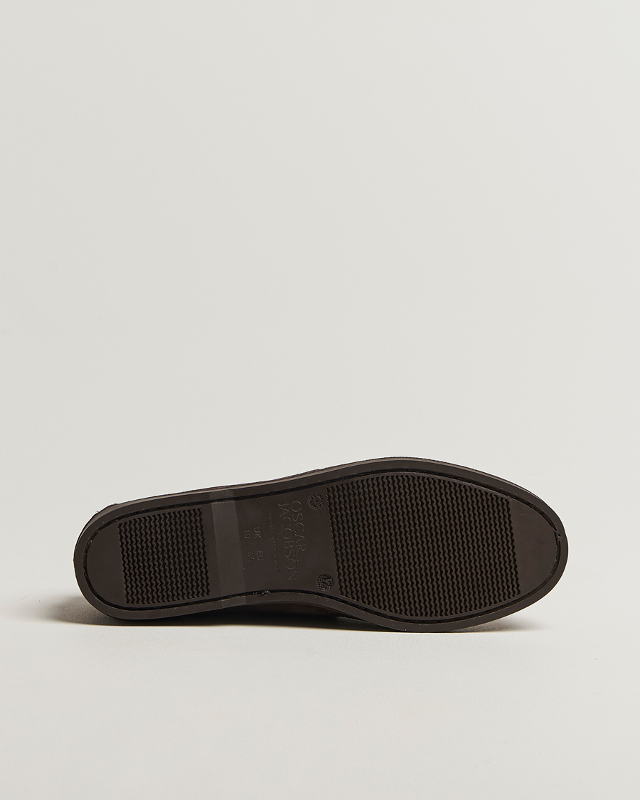 Homme | Chaussures Bateau | Oscar Jacobson | Deck Shoe Suede Chocolate Brown