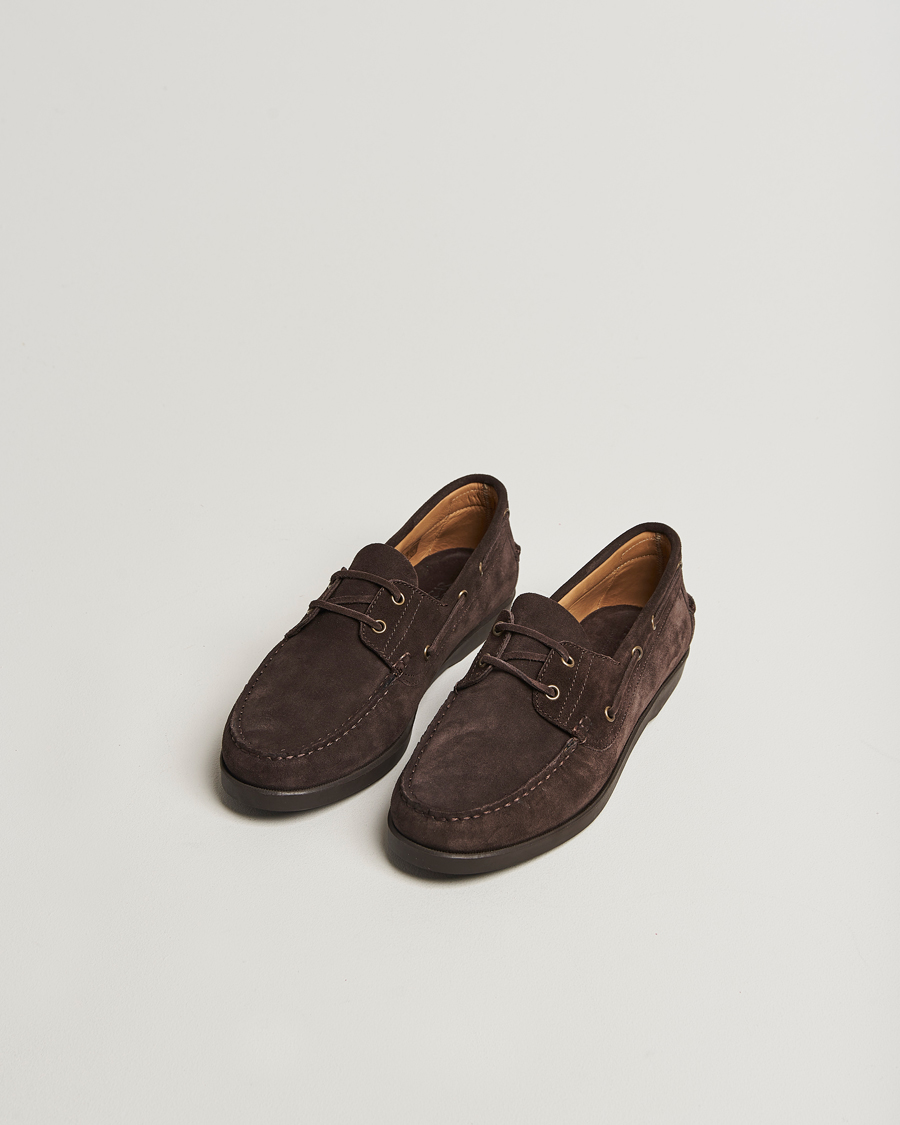 Homme | Chaussures Bateau | Oscar Jacobson | Deck Shoe Suede Chocolate Brown