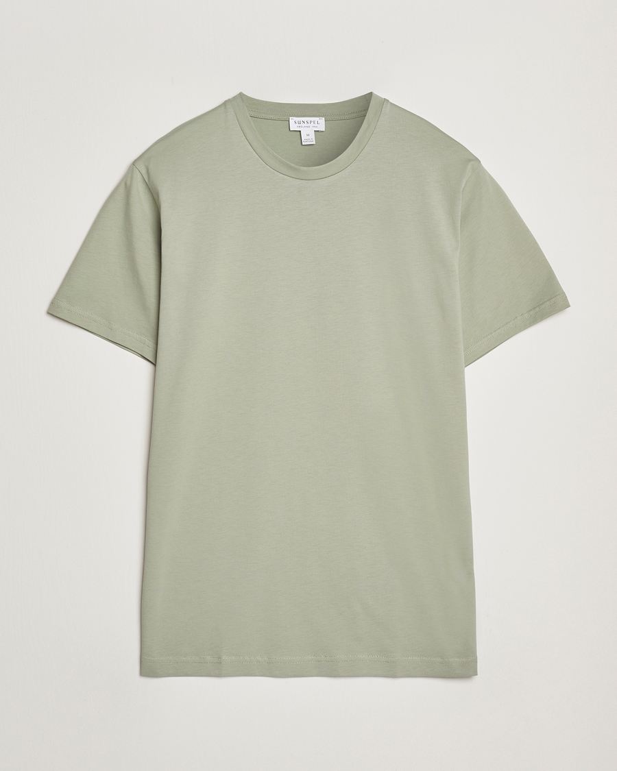 Heren | T-shirts | Sunspel | Riviera Midweight T-Shirt Pastel Green