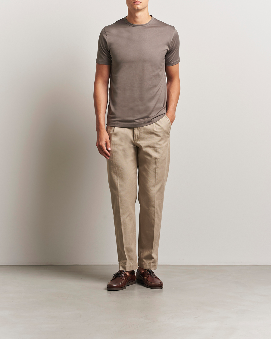 Homme | T-shirts | Sunspel | Crew Neck Q82 Cotton T-Shirt Walnut