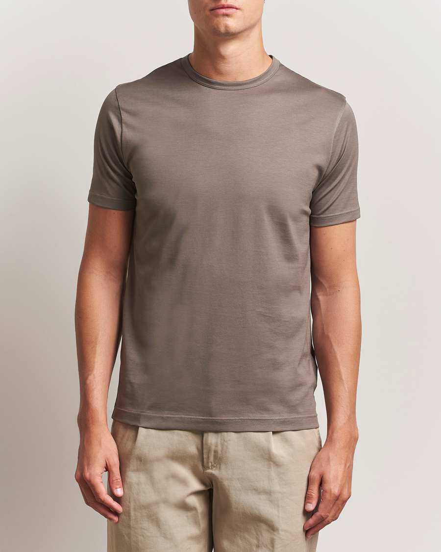 Homme | T-shirts | Sunspel | Crew Neck Q82 Cotton T-Shirt Walnut