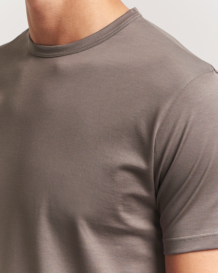 Homme | T-shirts | Sunspel | Crew Neck Q82 Cotton T-Shirt Walnut