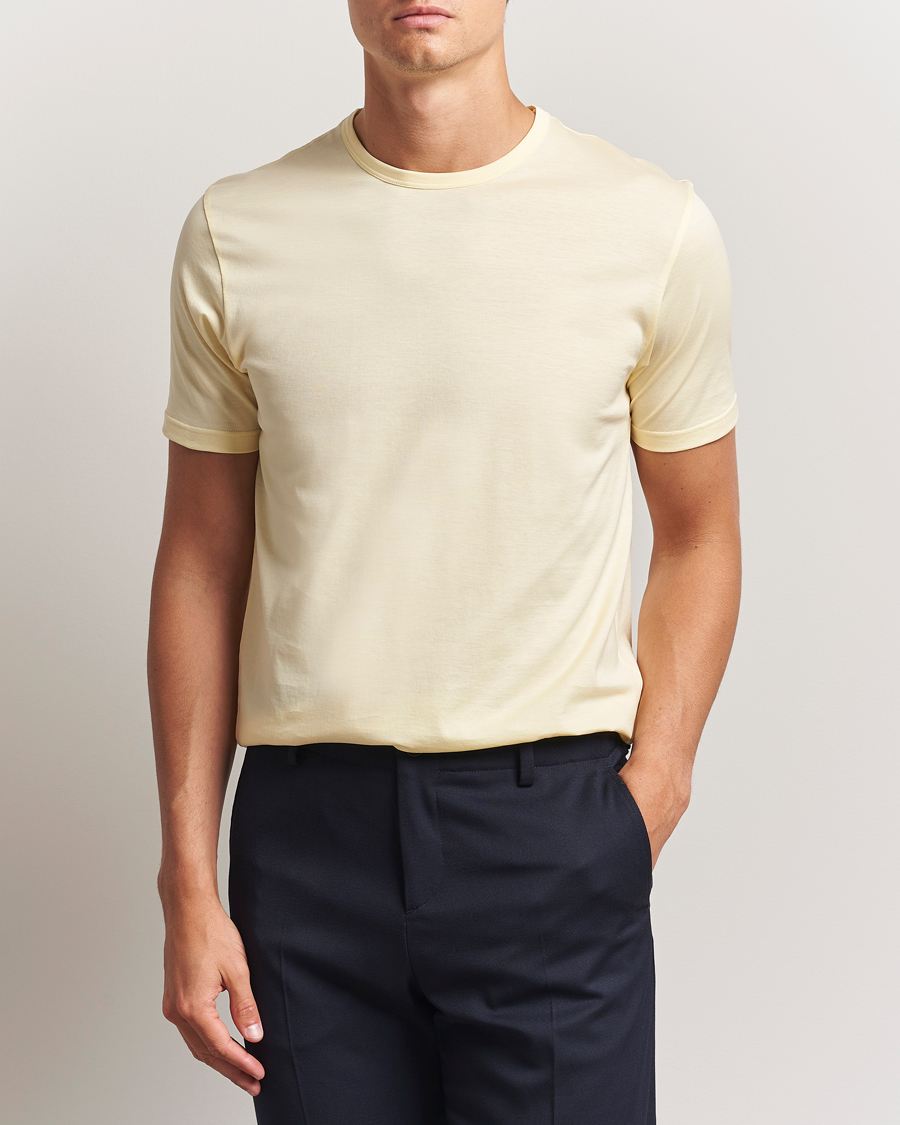 Heren | T-shirts | Sunspel | Crew Neck Q82 Cotton T-Shirt Buttermilk