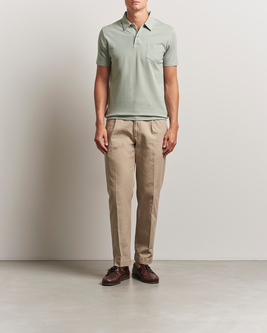 Homme | Polos | Sunspel | Riviera Polo Shirt Pastel Green