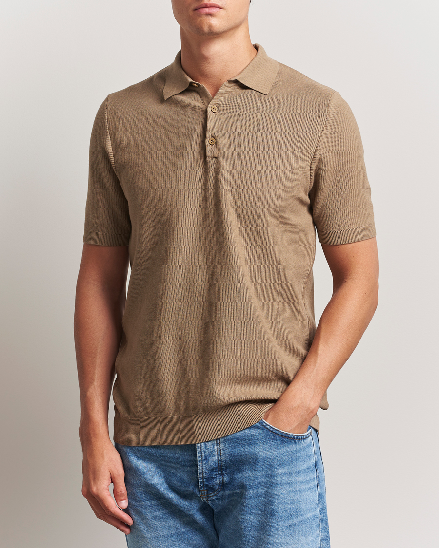 Homme | Polos | Sunspel | Fine Texture Polo Dune