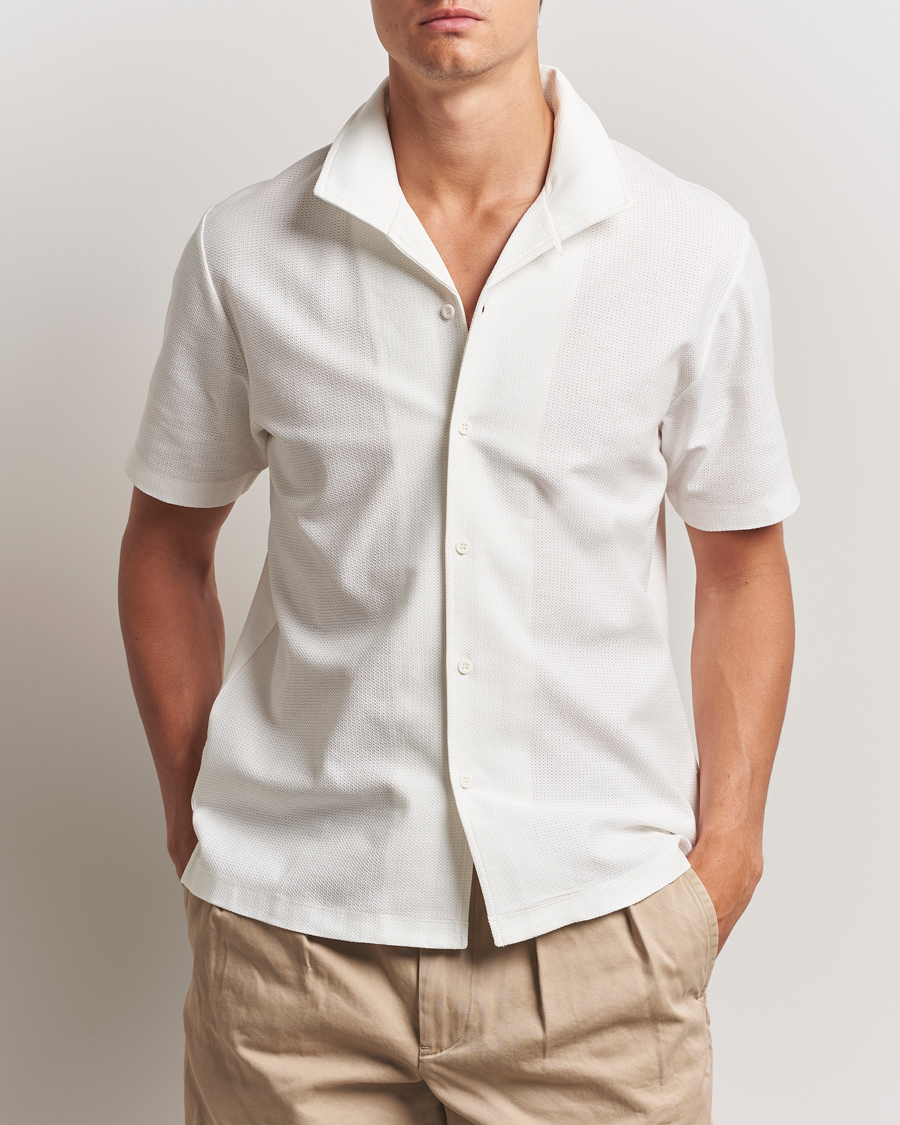 Homme | Chemises | Sunspel | Open Collar Mesh Shirt Ecru