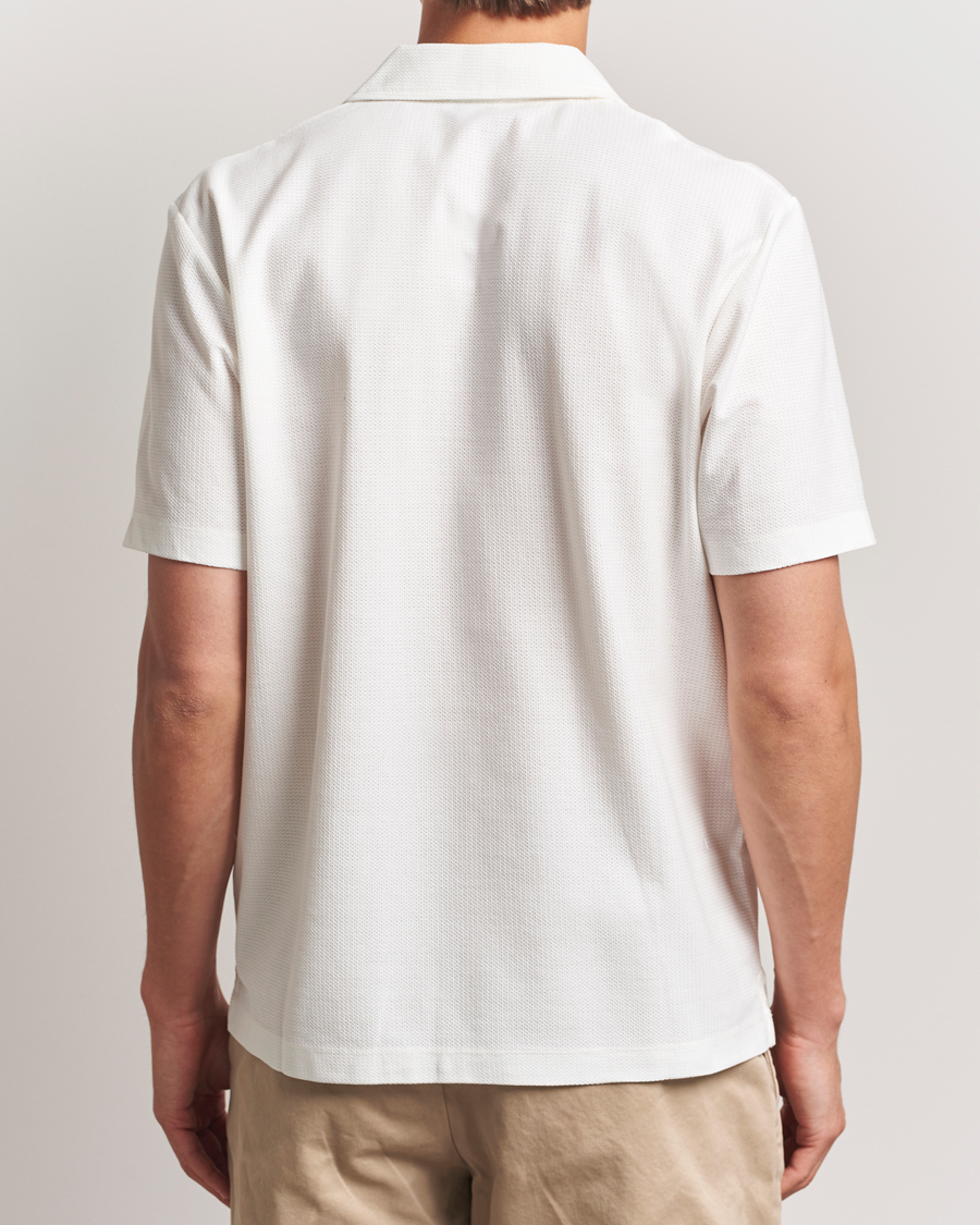 Heren | Overhemden | Sunspel | Open Collar Mesh Shirt Ecru