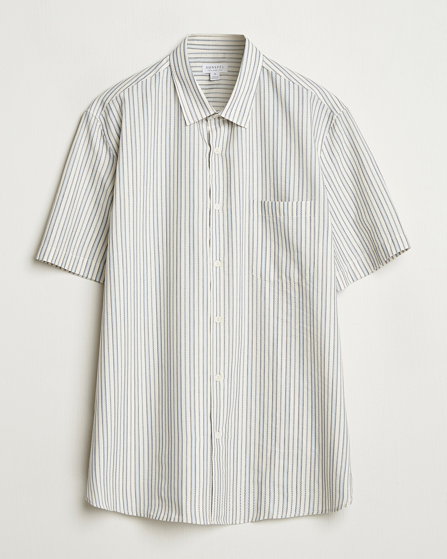 Homme | Chemises | Sunspel | Vintage Stripe Shirt Ecru/Denim